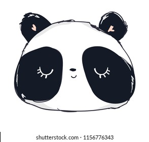 Hand Drawn Cute Panda Bear Vector Illustration