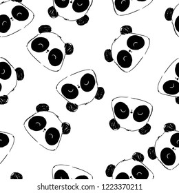 Hand Drawn Cute Panda Bear. 