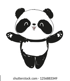 Hand Drawn Cute Panda Bear. Vector illustration.