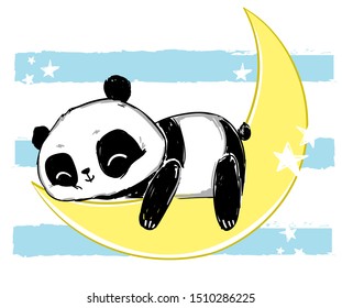 Hand Drawn Cute Panda Bear Sleeping Stock Vector (Royalty Free ...
