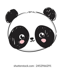 Hand drawn cute panda bear vector illustration, kids print design