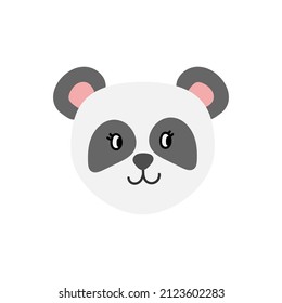 Hand drawn cute panda. Childish animal white bear with grey eyes and pink ears  Vector illustration isolated on white.