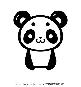 Hand Drawn cute panda in doodle style isolated on background