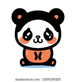 Hand Drawn cute panda in doodle style isolated on background