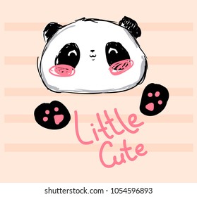 Hand Drawn cute panda drawing vector,  print design panda bear, children print on t-shirt, sketch bear