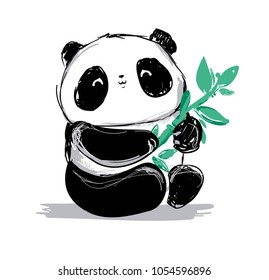 Hand Drawn cute panda drawing vector