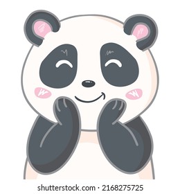 Hand drawn Cute panda. Handwritten - Sweet Cute. Vector illustration.