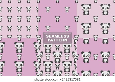 Hand Drawn Cute Panda Pattern Seamless Background
