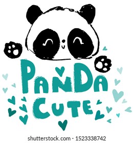 Hand drawn Cute panda. Print for children. Textile design trend. Vector illustration. 