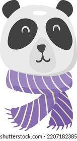 Hand Drawn cute panda and scarf illustration isolated on background