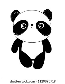 Hand Drawn Cute Panda. Vector Illustration.