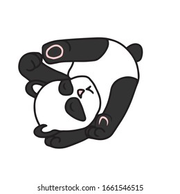 Hand drawn cute Panda .Vector illustration on a white isolated background.Design for greeting cards banners.Animal