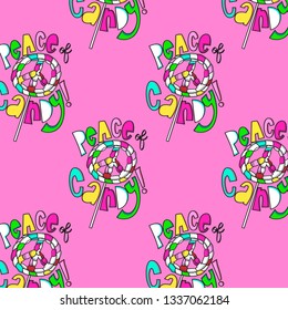 Hand drawn cute pattern for t shirt printing