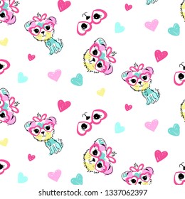 Hand drawn cute pattern for t shirt printing