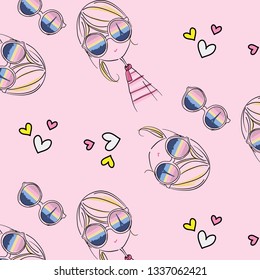 Hand drawn cute pattern for t shirt printing