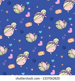 Hand drawn cute pattern for t shirt printing