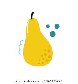 Hand drawn cute pear. Flat illustration.
