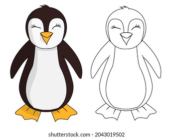 Hand drawn cute Penguin Animal collection vector illustration isolated in a white background, wildlife Animal drawing