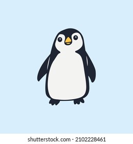 Hand Drawn Cute Penguin in Flat Illustration