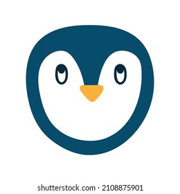 Hand drawn cute penguin head. Funny childish vector illustration isoalted on white background
