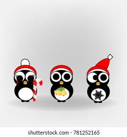 Hand drawn cute penguins