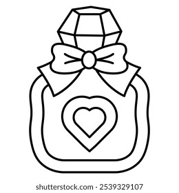 Hand Drawn Cute Perfume Bottles Coloring Book Vector Illustration. Bold and Easy Cosmetic Coloring Page for Adults and Kids. Coloring Sheet for Stress Relief and Relaxation