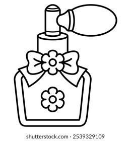 Hand Drawn Cute Perfume Bottles Coloring Book Vector Illustration. Bold and Easy Cosmetic Coloring Page for Adults and Kids. Coloring Sheet for Stress Relief and Relaxation