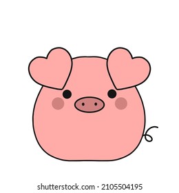 Hand drawn cute pig cartoon character vector isolated on white background. 