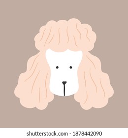 Hand drawn cute Pink poodle puppy dog haircut styles head Icon elements illustration