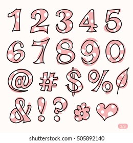 Hand drawn cute pink and white dot letters
