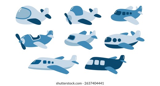 Hand drawn cute plane transportation cartoon for kids decoration