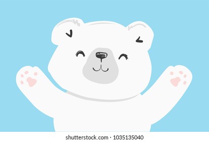 Hand Drawn Cute Polar Bear, Vector Teddy Bear 