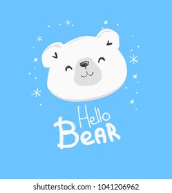 Hand Drawn Cute Polar Bear, Vector Illustration, Print Design, Children Print On T-shirt, Sketch Bear