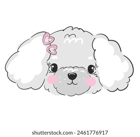 Hand drawn Cute Poodle vector illustration, kids trend print design