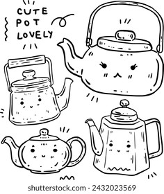 hand drawn cute pot and text for templates.