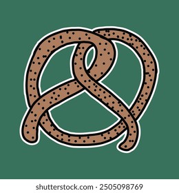 Dibujado a mano lindo pretzel sticker ilustración