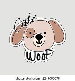 Hand drawn cute puppy and text. Print design for kids fashion and fabrics, wallpapers etc.