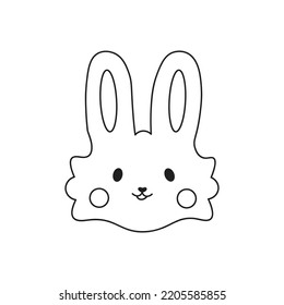 Hand drawn cute rabbit face doodle style, vector illustration isolated on white background