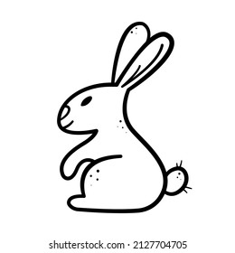 Hand drawn cute rabbit icon. Doodle line style. Isolated vector illustration.