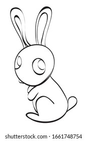 ilustración de conejo dibujada a mano. Ilustración en blanco y negro para el libro de colorear. 