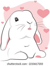 hand drawn cute rabbit isolated on white background