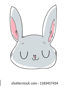 Hand Drawn Cute Rabbit, sketch vector illustration, children print on t-shirt, hand drawn bunny 