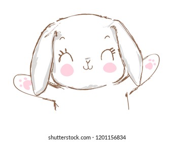 Hand Drawn Cute Rabbit Sketch Vector Stock Vector (Royalty Free ...