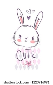 Hand Drawn Cute Bunny Print Design Stock Vector (Royalty Free ...