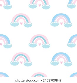 Dibujado a mano lindo arco iris patrón sin fisuras Ilustración vectorial diseño de impresión póster 