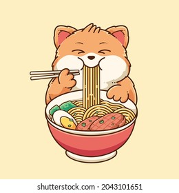 hand drawn cute ramen noodle illustration design vector