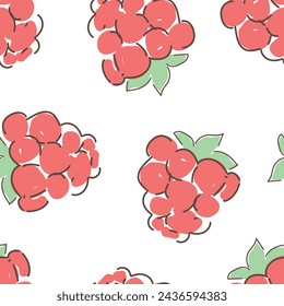 Hand Drawn Cute raspberry seamless pattern vector illustration