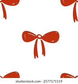 Hand drawn cute red bows on a white background vector illustration