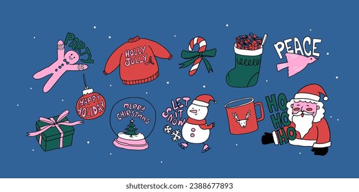 Hand Drawn Cute and retro Christmas element