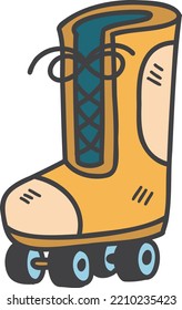 handgezeichnete, süße Rollschuhe, einzeln auf Hintergrund